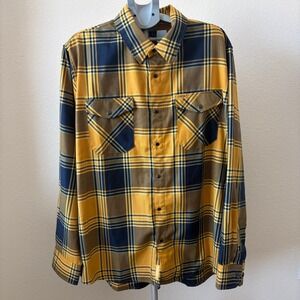 Dixxon Flannel Company The Airmen Shirt Mens 2X Yellow Blue Plaid Button Up